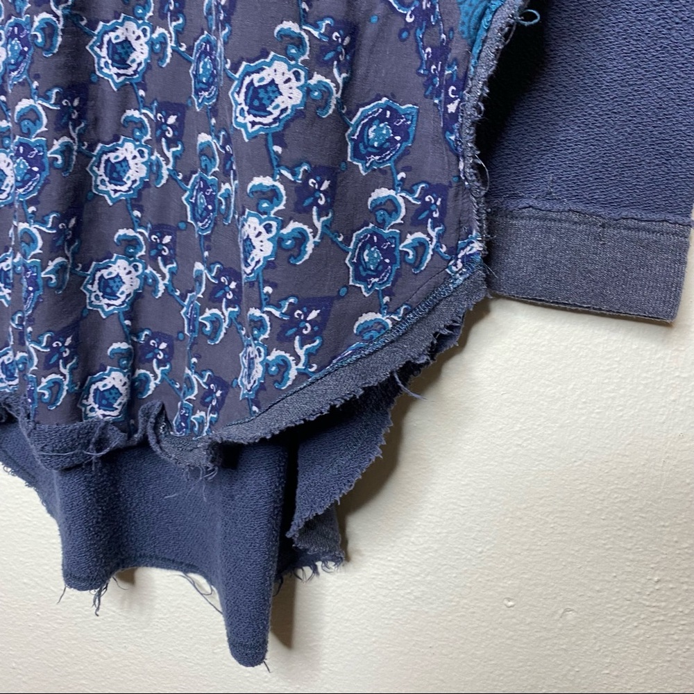 Free People Asymmetrical Raw Trim Hem Oversized Floral Sweater - Picture 4 of 11